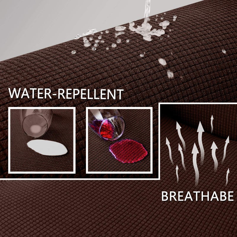 Granbest Premium Water Repellent Recliner Chair Cover High Stretch Jacquard Fabric Recliner Slipcover with Pockets (Recliner, Chocolate) - Image 3